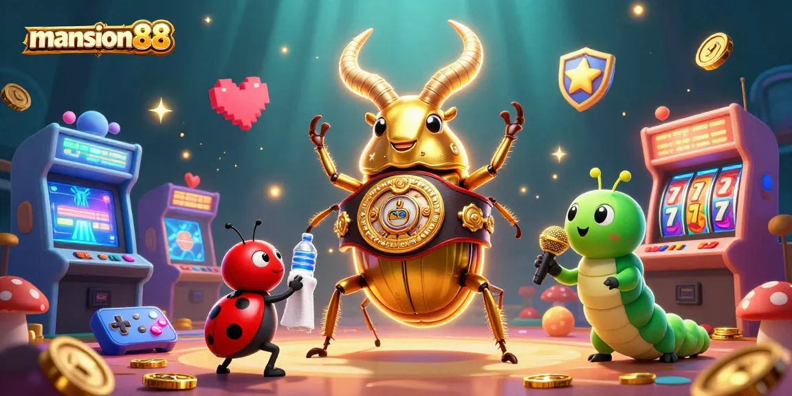 Bet on mansion88 with excitement as a giant stag beetle champions the online gaming world.