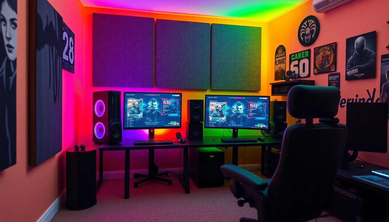 Menampilkan toto resmi di tampilan setup gaming modern dan menarik dengan monitor ganda.