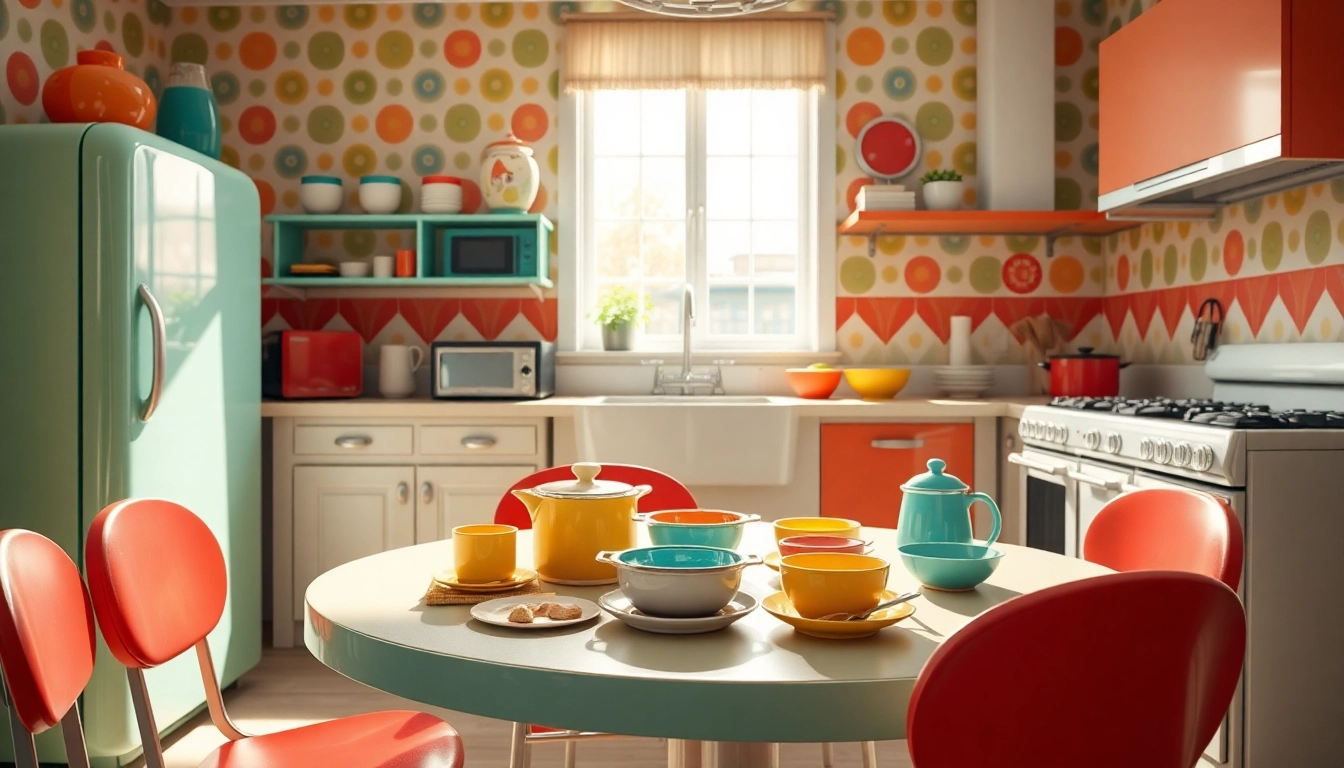 Capture vibrant retro appliances in a nostalgic kitchen setting with a mint green refrigerator and classic stove.