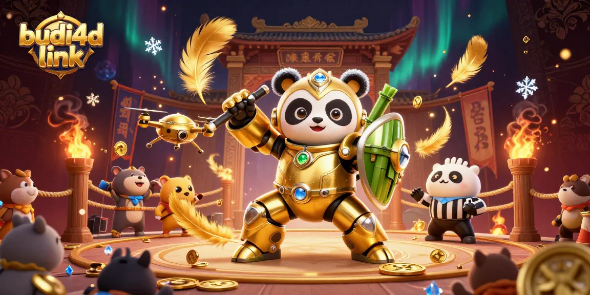 Engage with the thrilling budi4d link experience in an epic casino-themed arena illustration.
