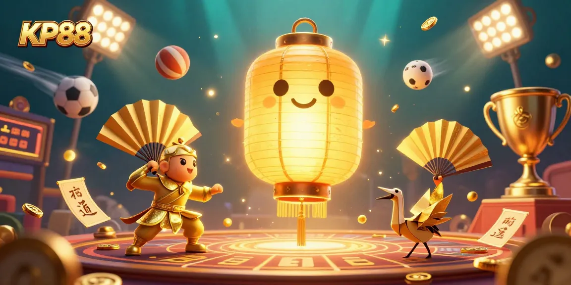 Experience KP88's dynamic gaming scene with vibrant characters and sports betting elements.