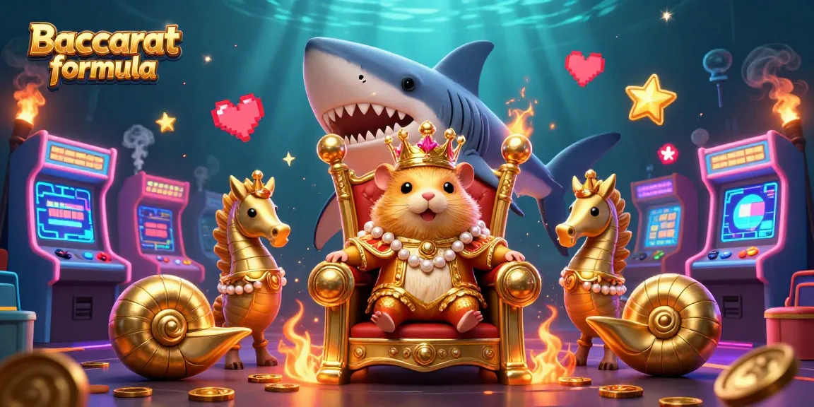 Experience the Baccarat formula with a golden hamster king and vibrant casino elements in this dynamic scene.