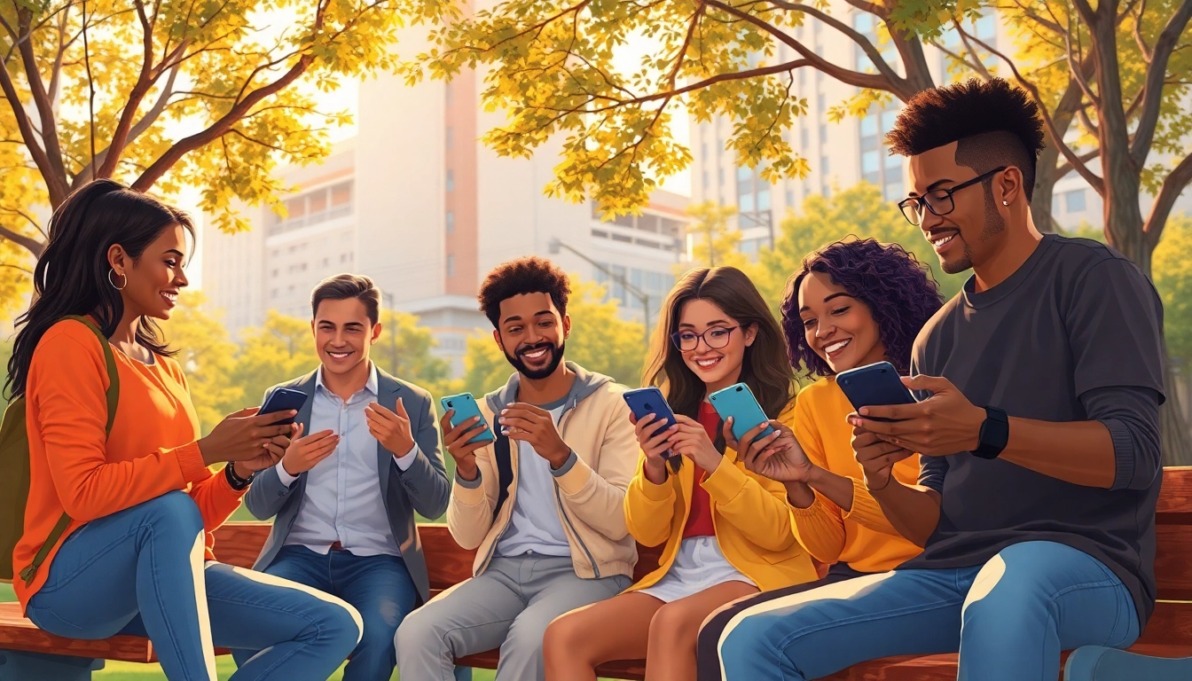 Discover how to use onlyfans search by city with individuals exploring creators in a vibrant urban park.