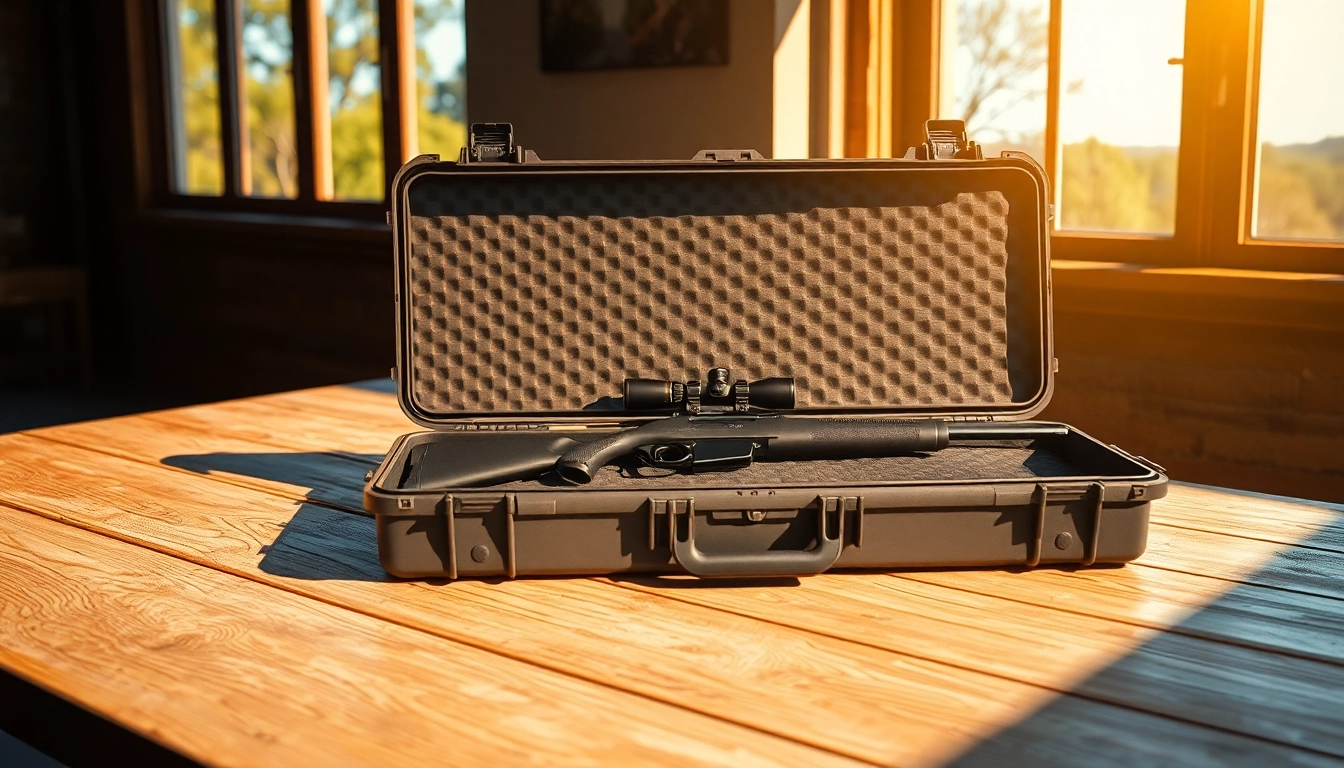 Showcase a pelican rifle case highlighting its protective features and quality craftsmanship.