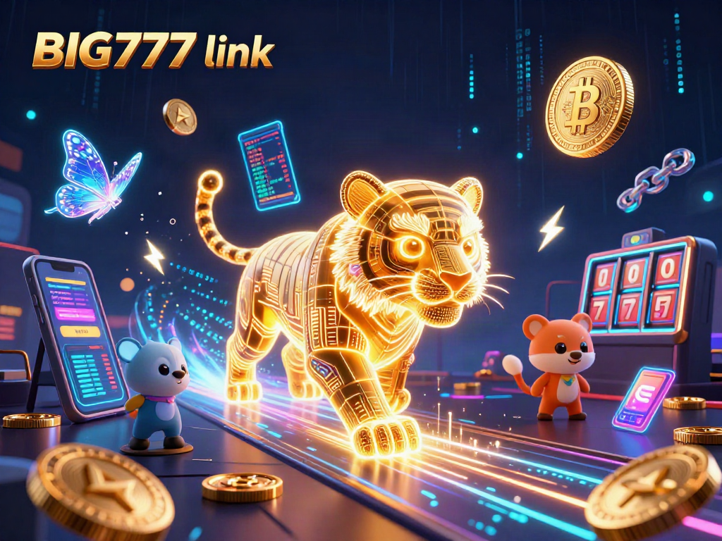 Experience thrilling gameplay with BIG777 link featuring a vibrant 3D casino scene filled with light and crypto.