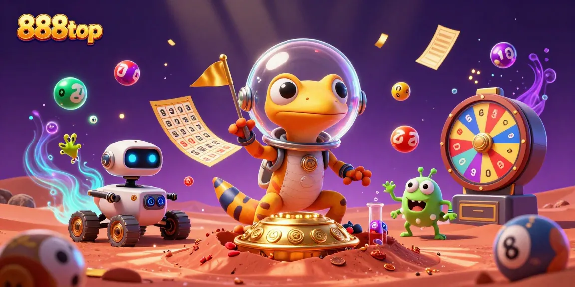 Experience the thrill of winning at 888top with vibrant lottery balls and a magical casino exploration.