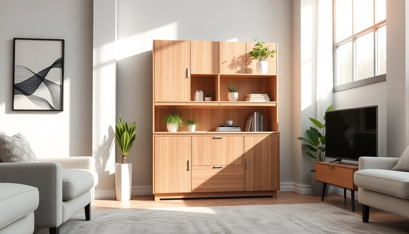 Organize your space with a stylish storage cabinet blending functionality and design.
