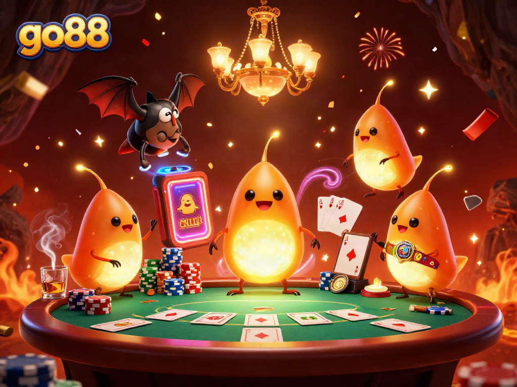 Experience thrilling gameplay at go88 with vibrant casino elements and lively glowworms.