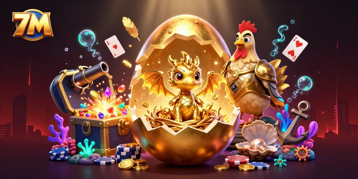 Engage with 7M's thrilling gambling scene showcasing a golden dragon and poker chips.