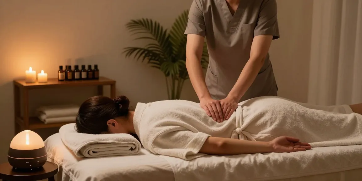 Experience 서울출장마사지 with soothing ambiance, therapist preparing room.
