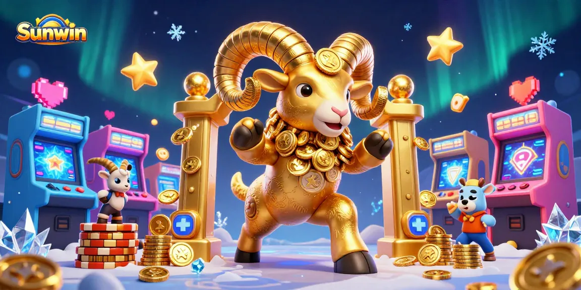 Experience prizes at Sunwin with a charging golden ram and festive arcade games.