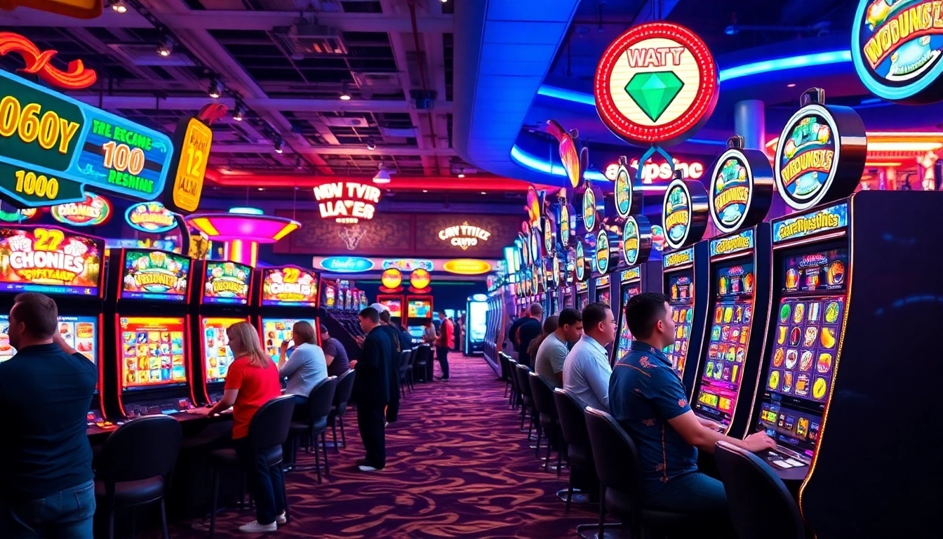 Menggunakan slot deposit 1000 pada mesin slot di kasino yang meriuhkan suasana.