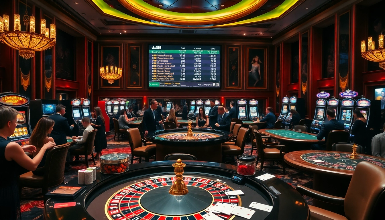 Experience the thrill of winning at da88 with vibrant casino games and players at the poker table.