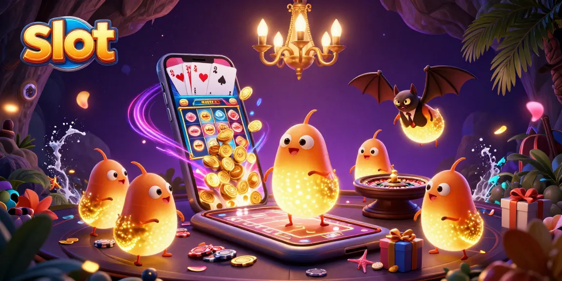 Experience thrilling slot action with vibrant glowworms lighting up a casino cave.
