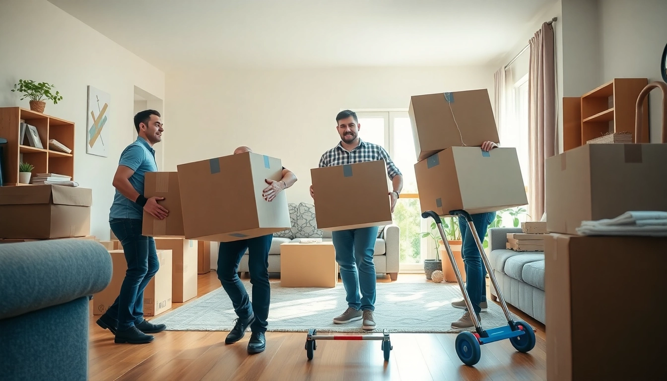 Residential moving companies managing furniture during a home move efficiently.