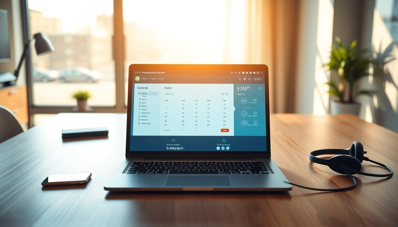Optimize your auto dialer usage with a sleek interface displayed on a modern tech desk.