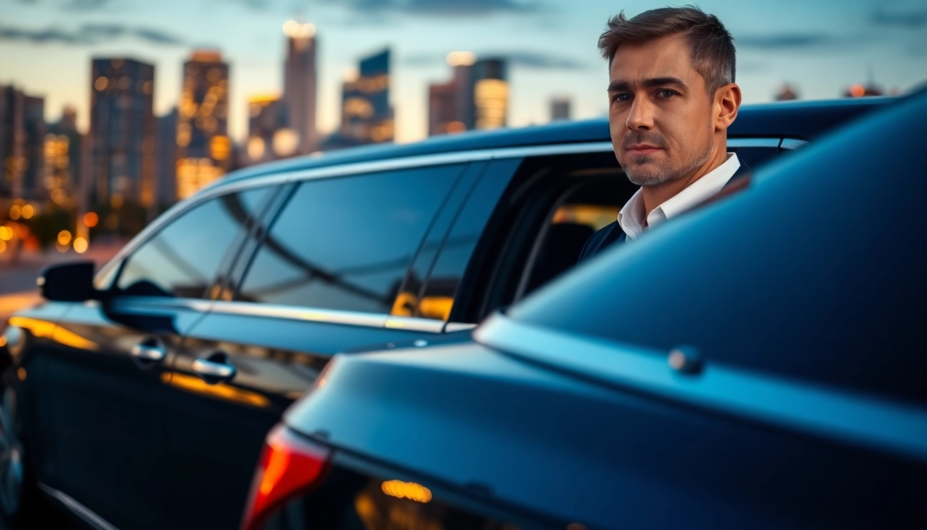 Experience luxurious Chauffeur Services near me with a professional driver and a sleek black limousine.