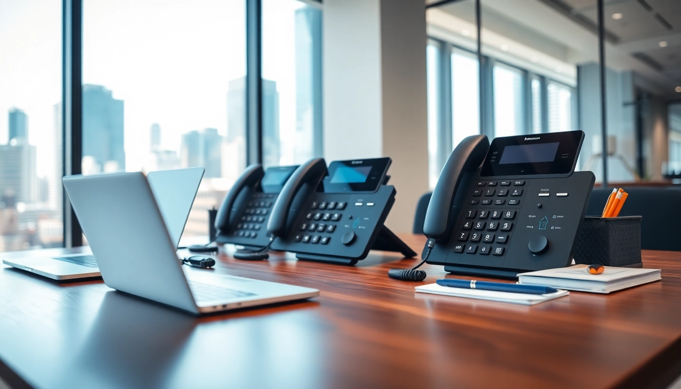 Streamlining communication with modern business phone systems in a bright office.