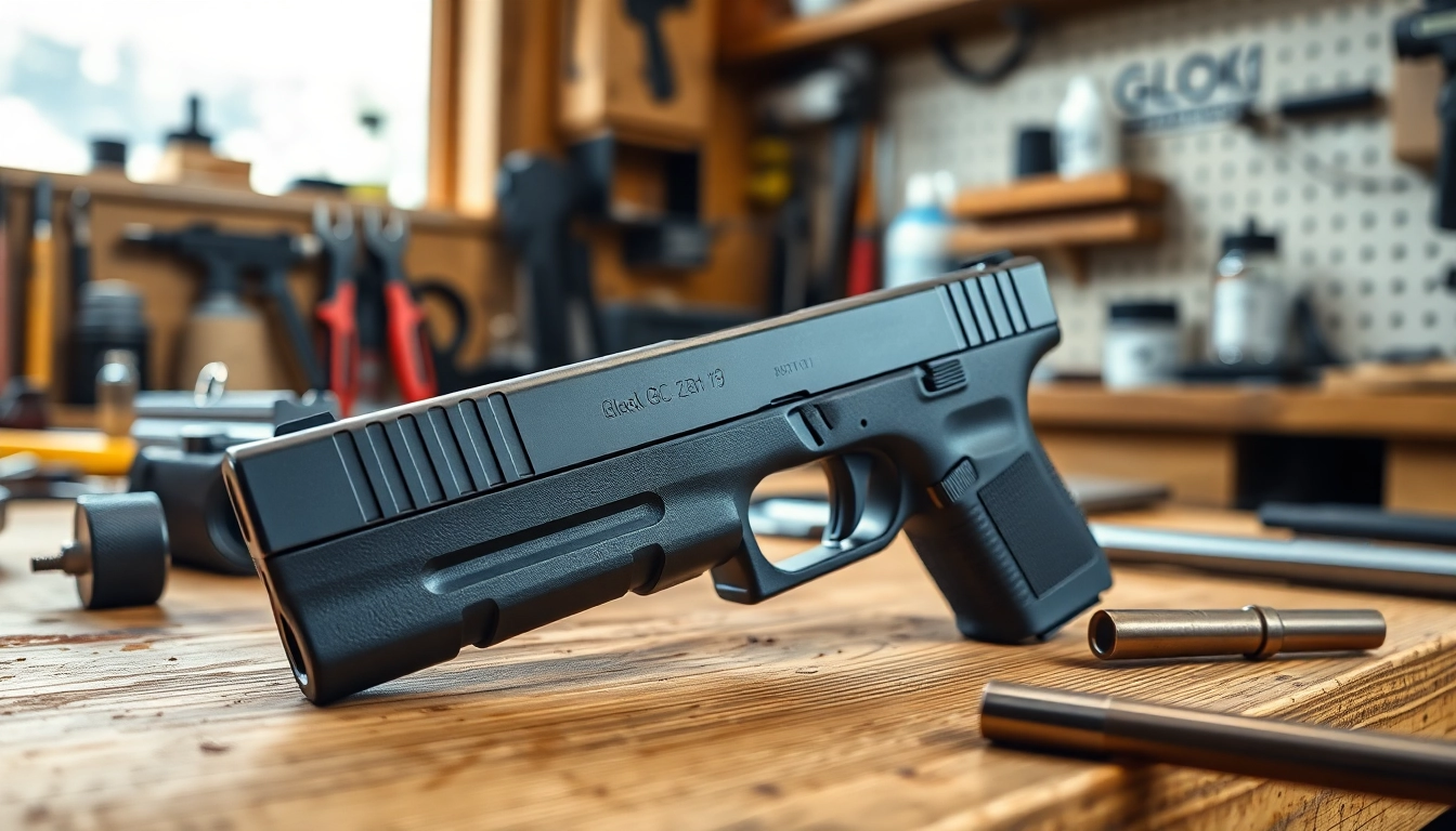Buy Glock 19 Gen 3 slide showcased with detailed focus on craftsmanship and polishing.
