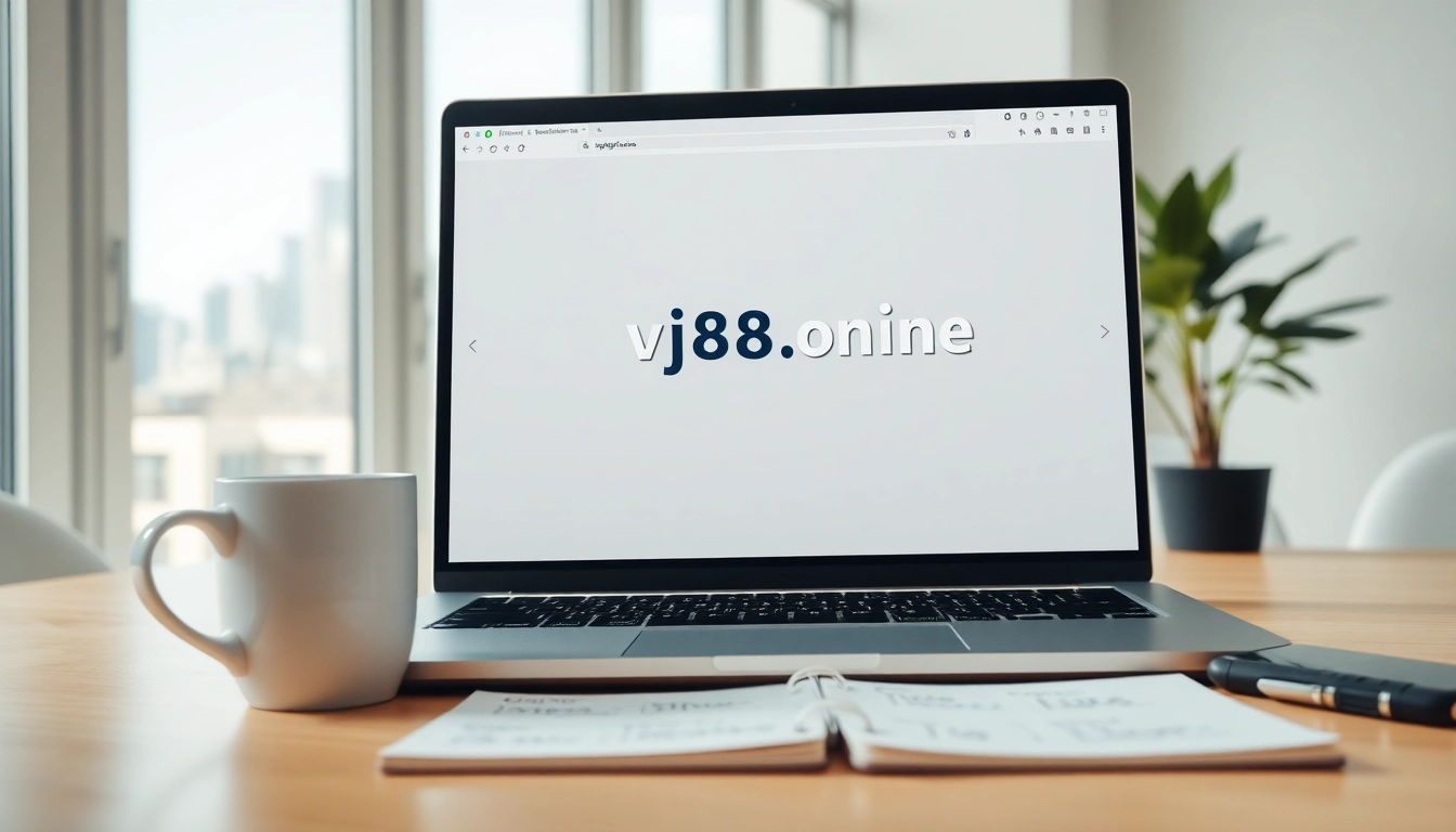Engaging web interface at https://vj88.online/ on a modern laptop in a bright workspace.