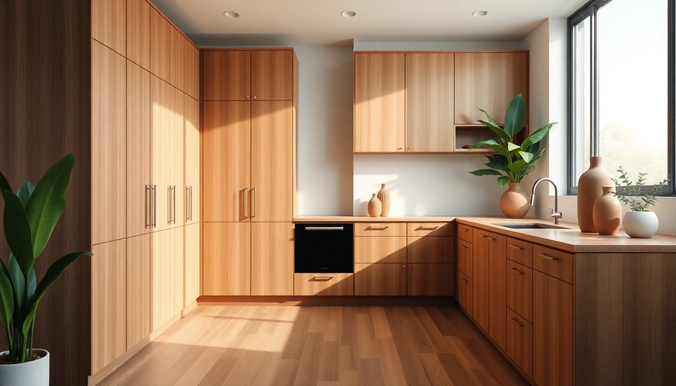 Showcasing exquisite cabinetry in a modern kitchen with warm wood tones and natural light.