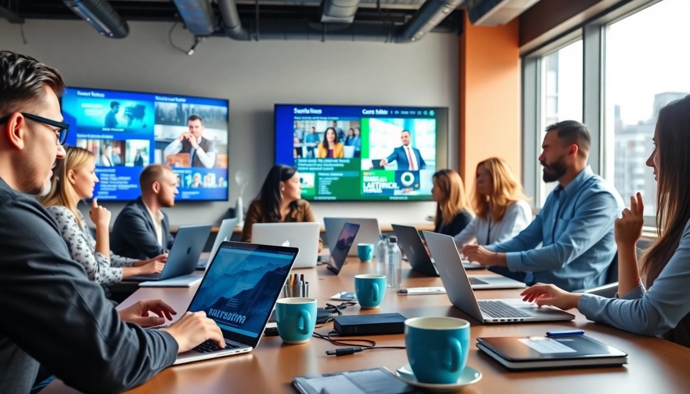Experience seamless video translation with a dedicated team in a vibrant studio setting.