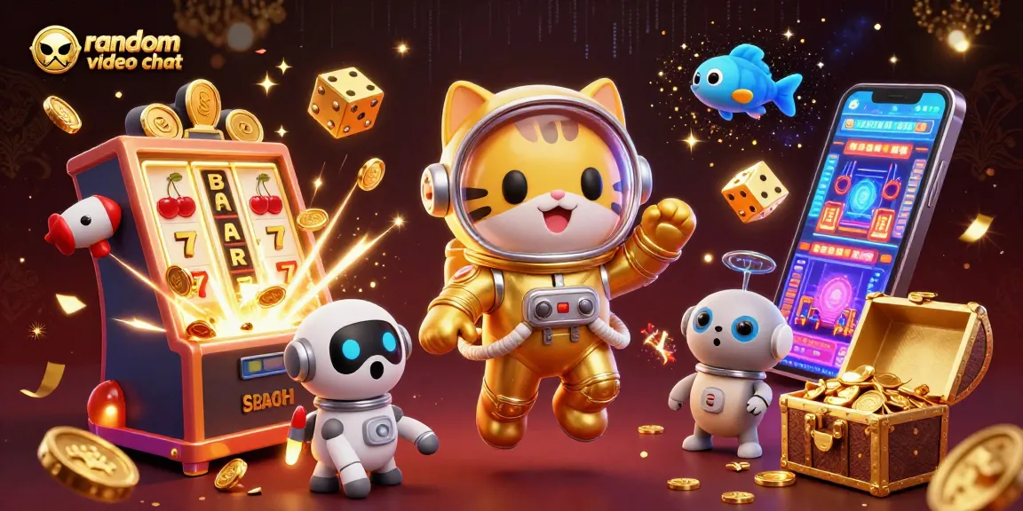Experience random video chat excitement with a 3D cartoon slot machine and vibrant characters.