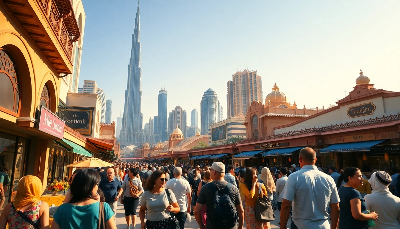 Engaging tourists experiencing things to do in Dubai with iconic landmarks in vibrant setting.