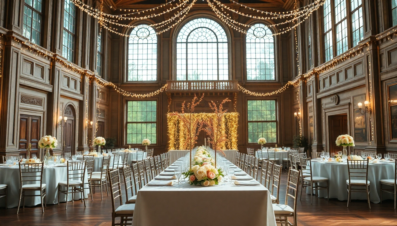 Stunning view of a Jacksonville Wedding Venue with elegant decor and enchanting lighting.