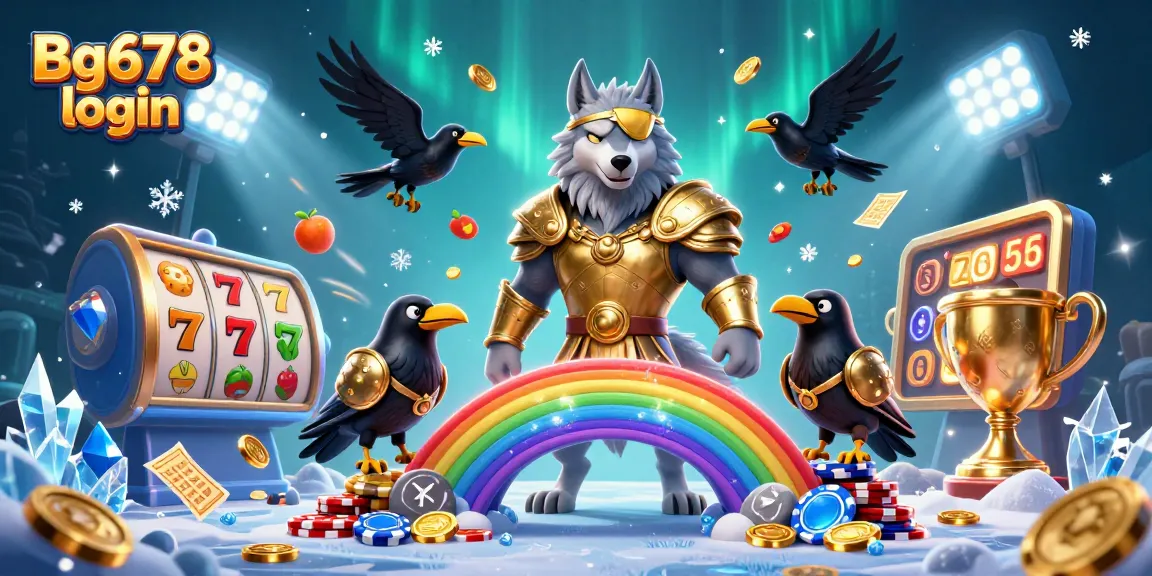 Experience Bg678 login with Odin and ravens in a thrilling casino scene filled with slots.