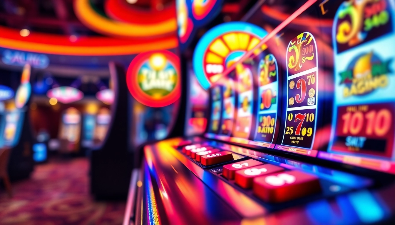Menggoda slot depo 1k dengan mesin slot yang berwarna cerah dan memikat di dalam kasino.