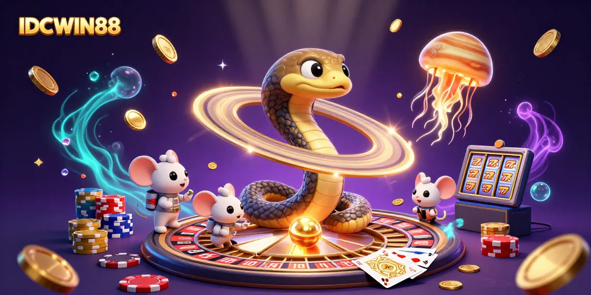 Experience excitement with IDCWIN88, as tiny astronaut mice bet on vibrant casino elements in a dynamic cosmic scene.
