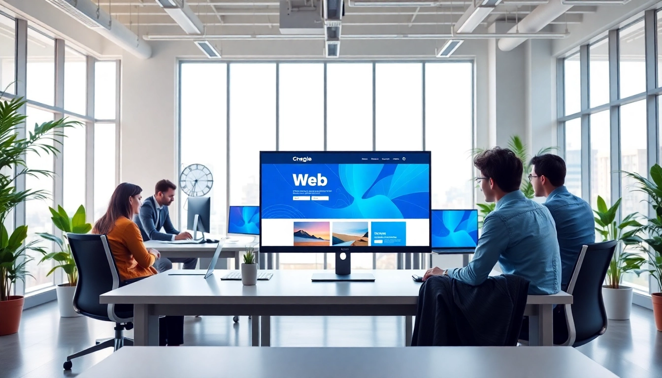 Webdesign Agentur bei kreativer Teamarbeit in einem modernen Büro.