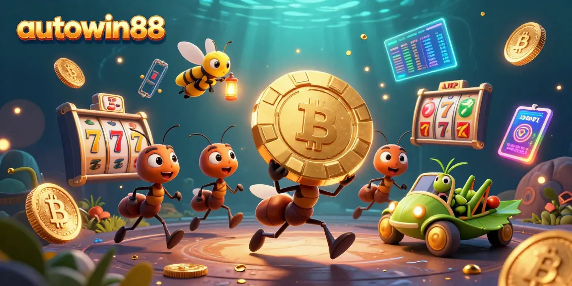 Experience the thrill of autowin88 with ants on a heist in a vibrant casino scene.