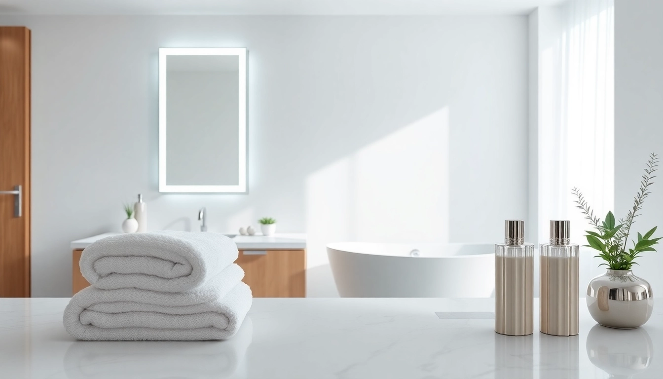 Elevate your space with an elegant bathroom mirror enhanced by LED lighting.