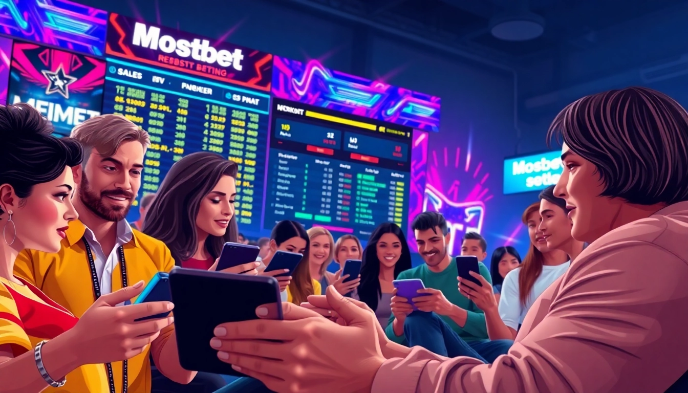 Mostbet reyler platform with diverse players engaged in betting activities.