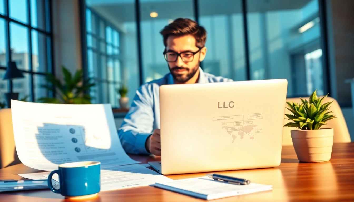 Start an LLC documentation process with a focused entrepreneur in a bright office.