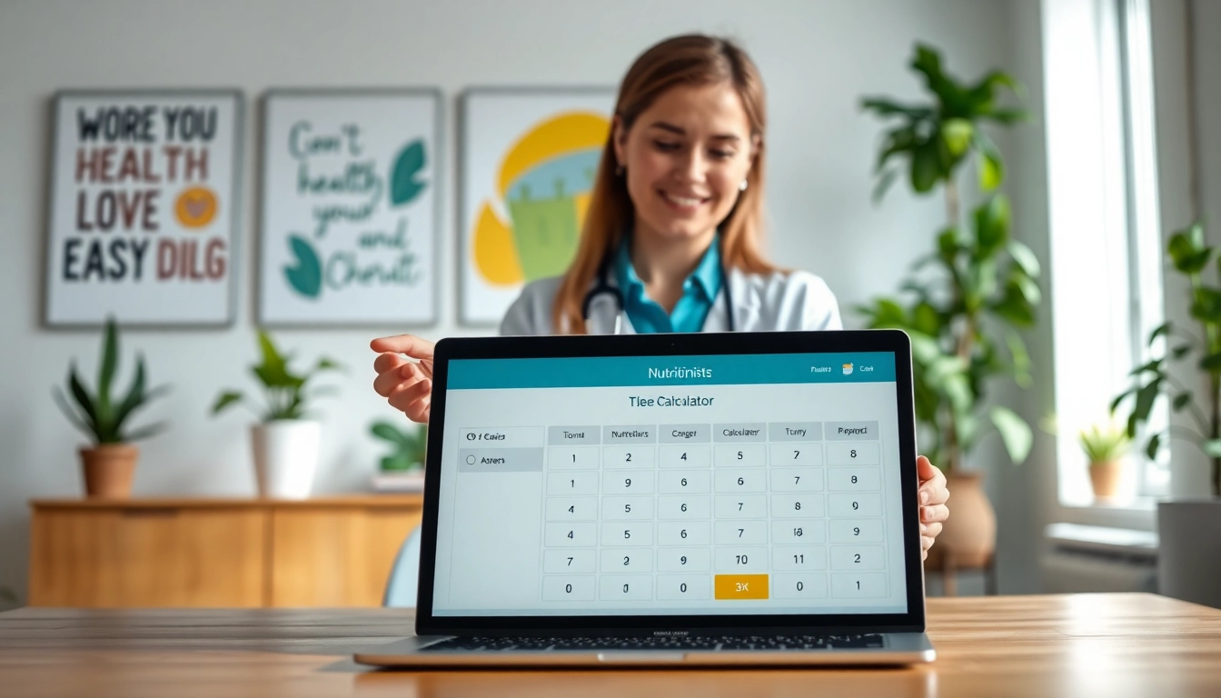 Calculate your TDEE calculator with a nutritionist in a bright office showcasing health.