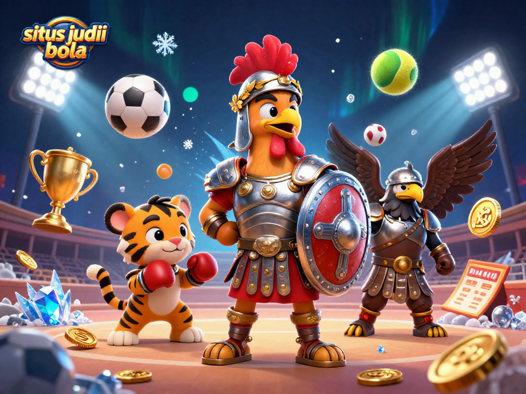 Engage in situs judi bola with thrilling sports betting in a dynamic arena scene.