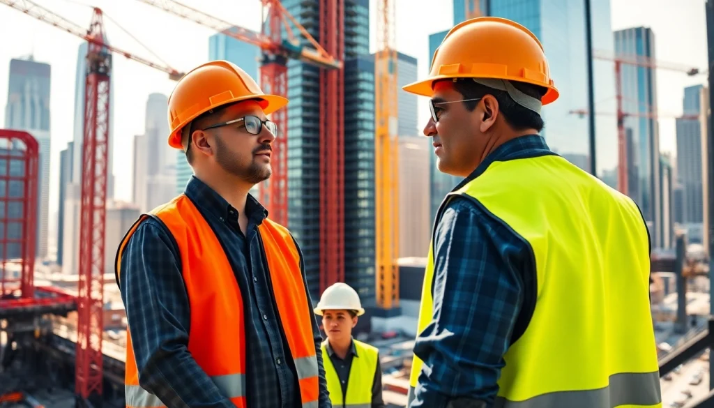 Construction manager leading a project in New York City Construction Manager setting with bustling skyline.