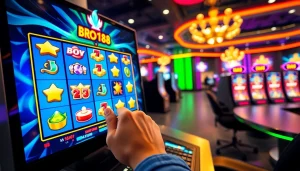 Bermain bro138 slot dengan antusiasme dan suasana kasino yang meriah.