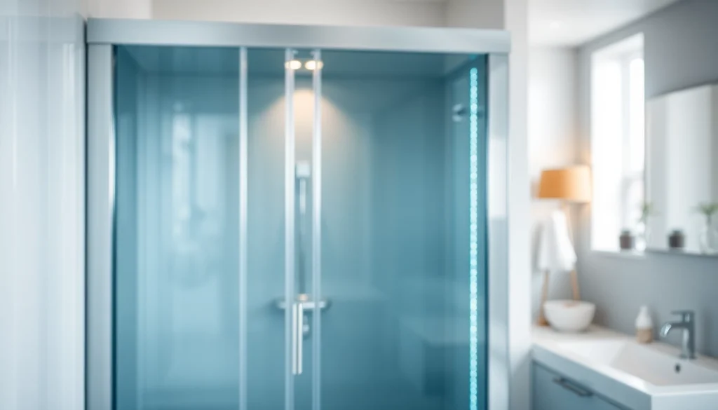 Admire the elegant sirhona shower cabin showcased in a modern bathroom.