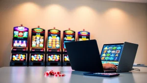 Menggambarkan agen toto slot dalam setting modern dengan pemain yang terlibat dan antusias.