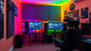 Menampilkan toto resmi di tampilan setup gaming modern dan menarik dengan monitor ganda.