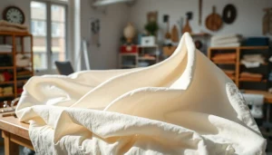 Verken de unieke textuur van ongebleekt katoen in een creatieve naaiomgeving.