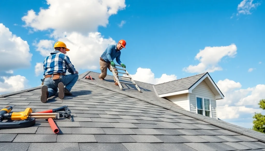 Twin Shield Roofing contractor inspecting a residential roof, showcasing quality craftsmanship and professionalism.