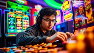 Main player experiencing excitement while engaging with the bro138 slot in vibrant online gaming setting.