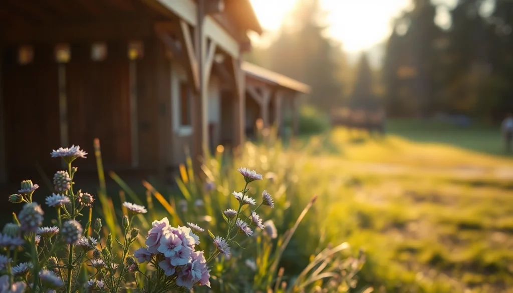 Observando colmenas warré en un paisaje natural, con flores silvestres y luz cálida.