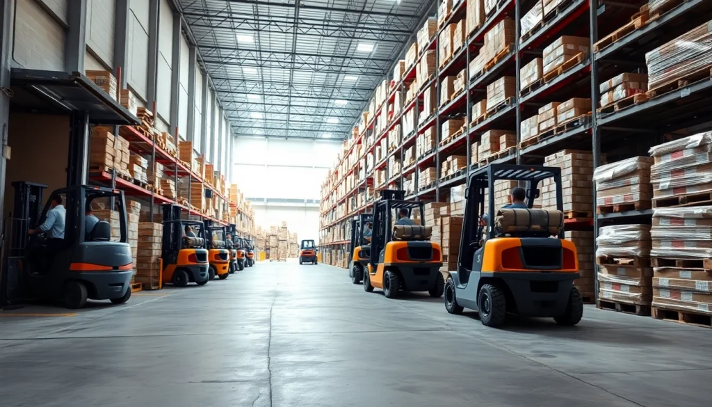 Workers unloading cargo in a warehouse near me, showcasing a busy loading dock.