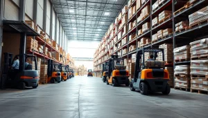 Workers unloading cargo in a warehouse near me, showcasing a busy loading dock.